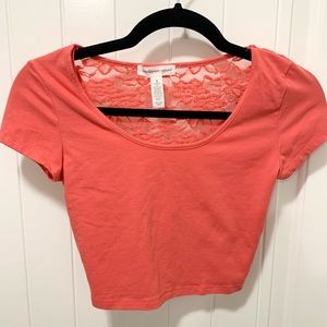 Ambiance Apparel | Crop Top | Lace Back | Small